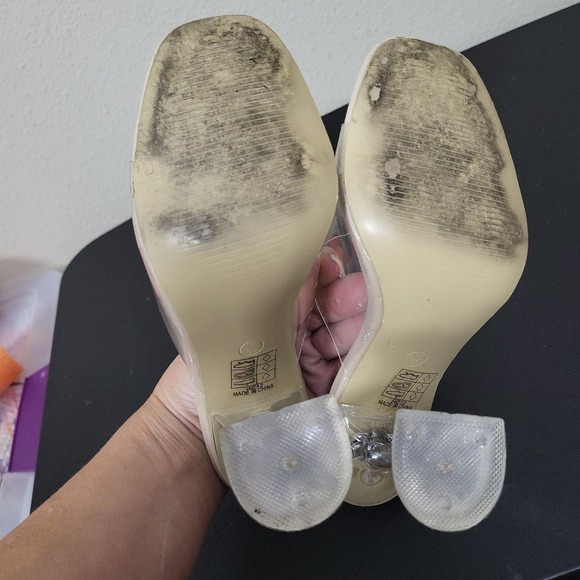 Nasty Gal Womens Off White Slip‎ On Square Toe High Stiletto Pump Heels Size 5 - Picture 4 of 6